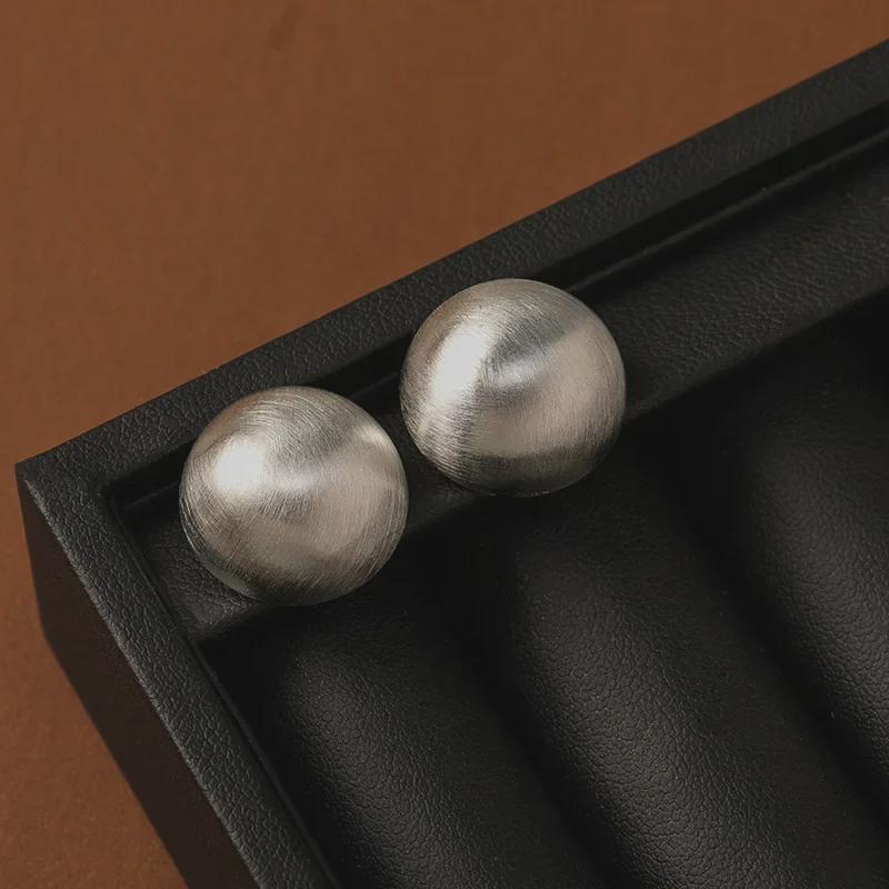 Elegant Frosted Gold & Silver Bean Earrings - Japanese & Korean Design, High-End Metal Style for Women