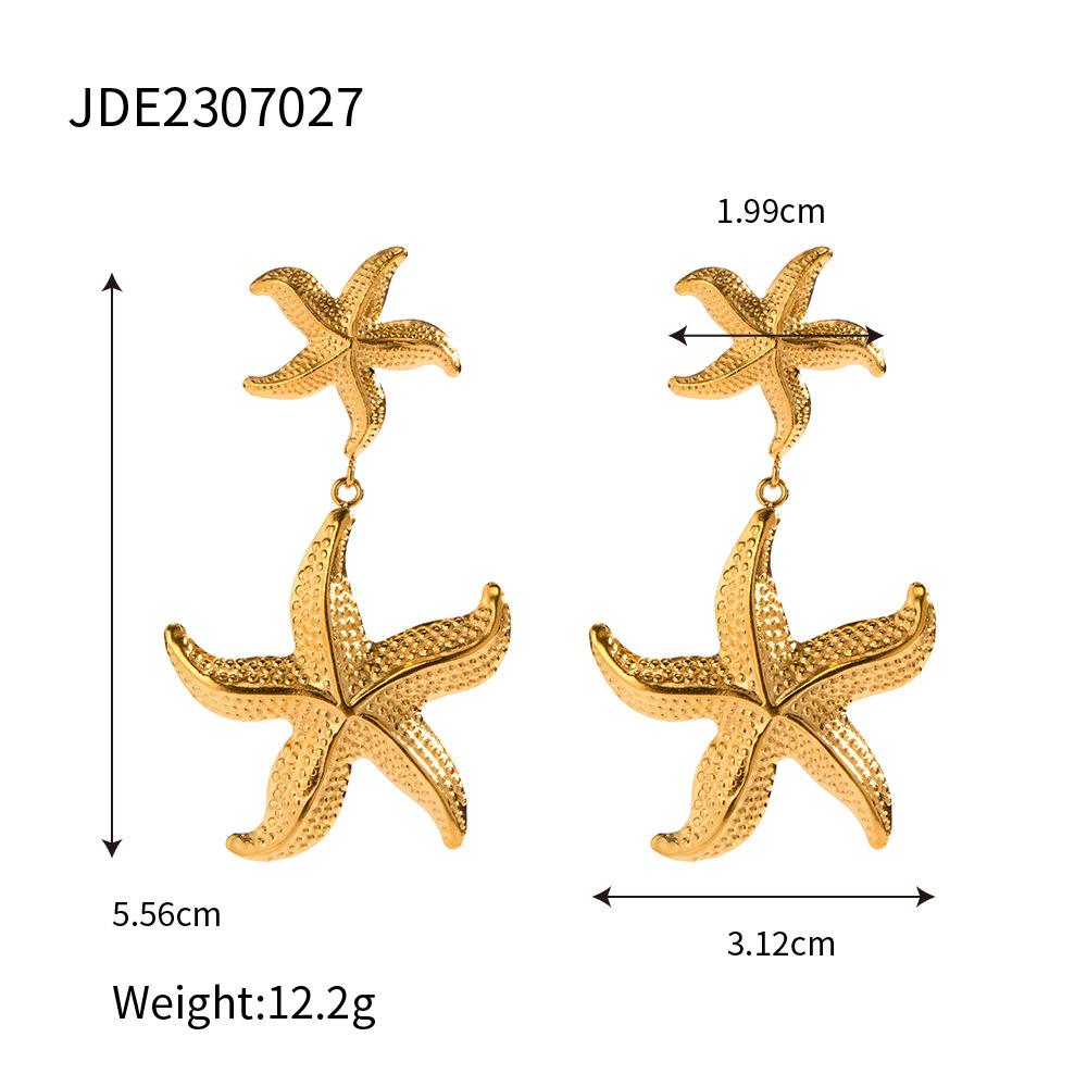 Stainless Steel Stud Earrings for Women - Elegant Ear Accessories Featuring Star-shaped Seashell Designs
