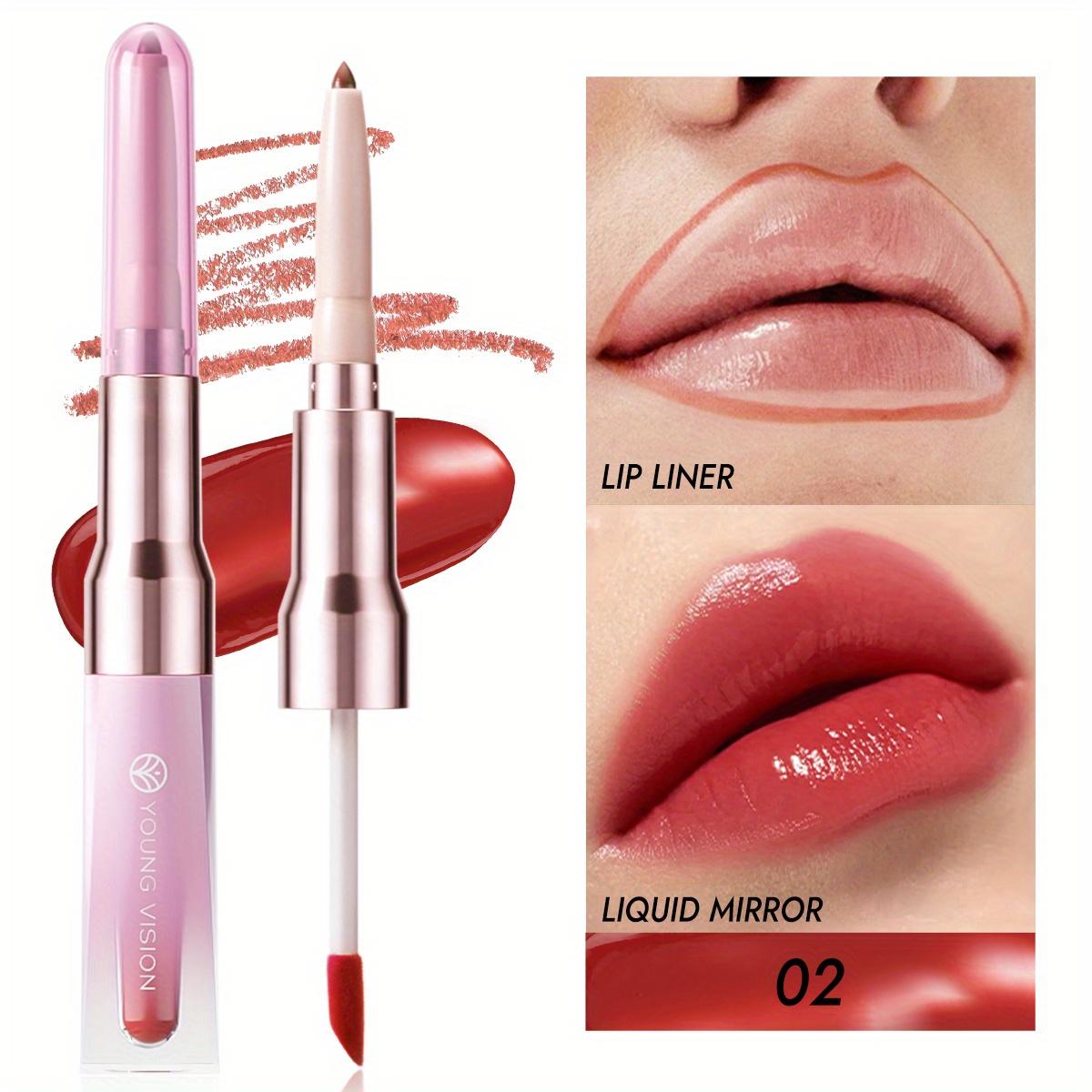 

YOUNG VISION Двусторонний карандаш для губ и жидкие зеркальные блески для губ, 2-в-1 Стойкий тинт для губ, Нелипкие водостойкие тинты для губ для женщин