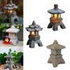 Creative Resin Solar Lamp Palace Lanterns Tower Statue Courtyard Zen Decoration Ornaments Solar Powered Pagoda Lantern