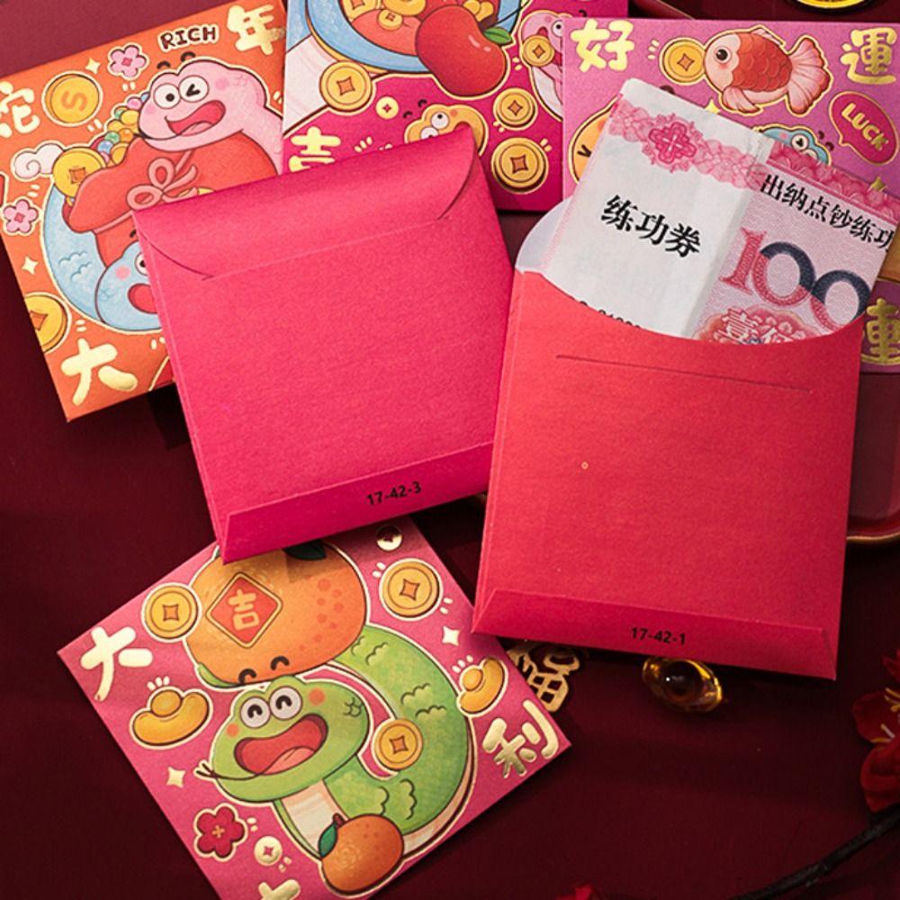 6pcs/set Chinese Style Coin Red Packets Cartoon Mini Money Bag Lucky Money Bag Kids' Gift