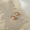 Maillard Autumn and Winter Light Luxury High-end Earrings Circle Women's Round Amber Earrings Retro Ear Clips Without Ear Piercings