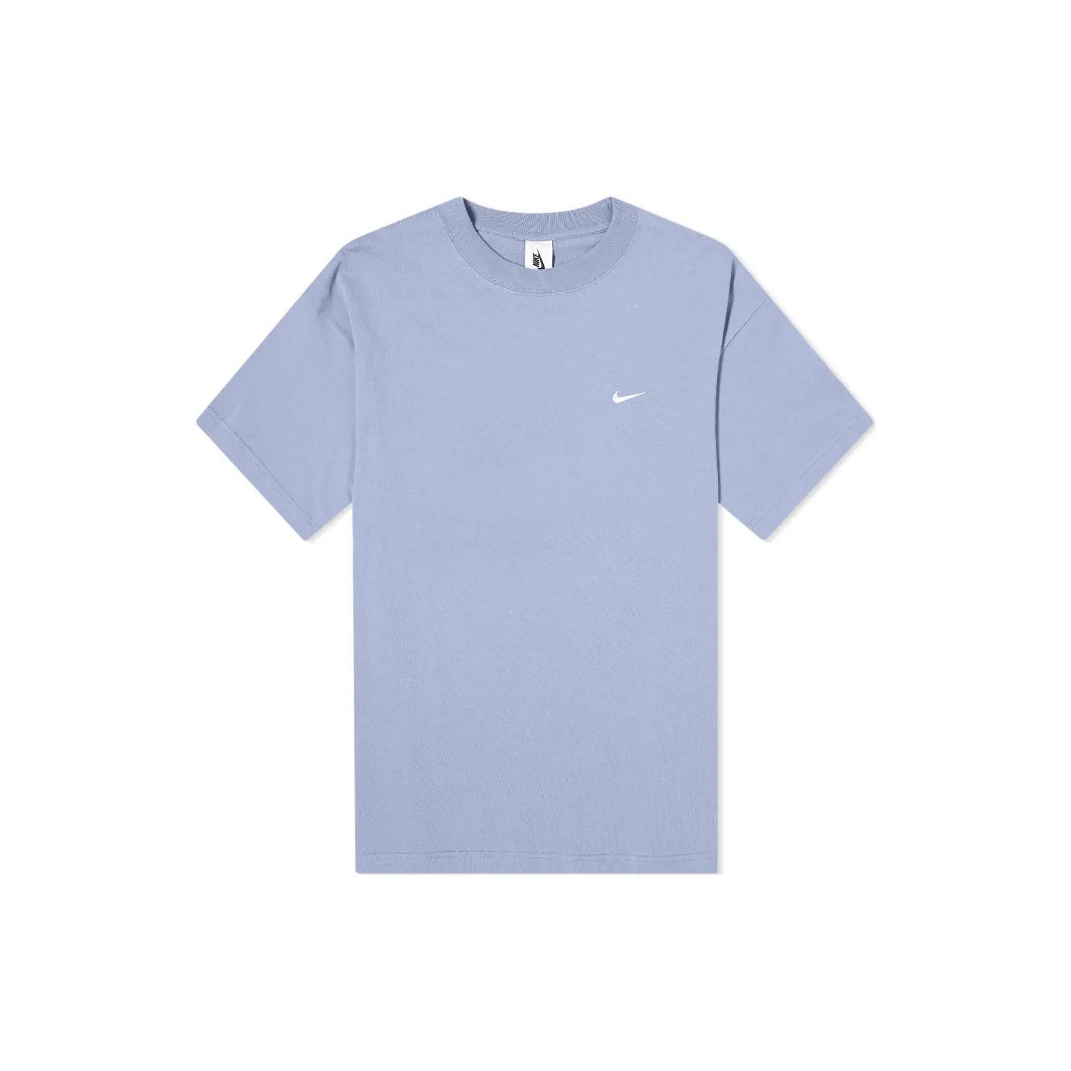 Nike Solo Swoosh Small Label Logo Solid Color Sports Round Neck Short Sleeve Blue Men s CV0559-512 XS