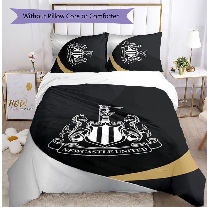 Newcastle United Football Printed 3 Pieces Bedding Set, Comfortable Skin Friendly Bedroom Duvet Cover Set