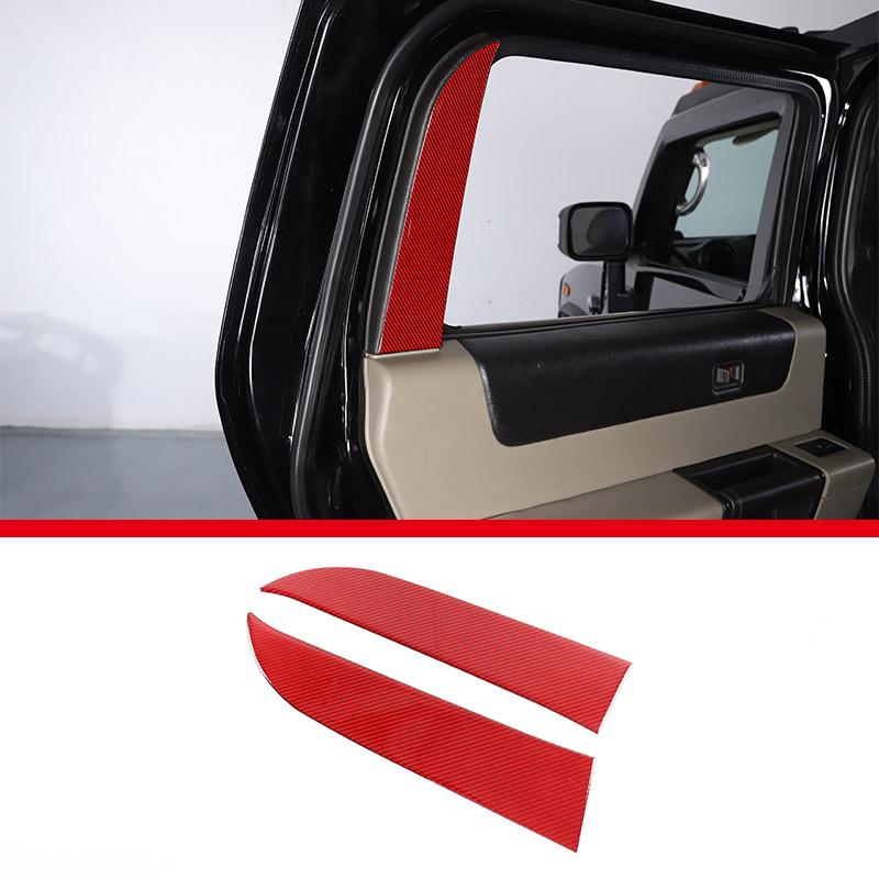 Red Soft Carbon Fiber Door Handle Steering Wheel Gear Shift Trim Cover Stickers Fit For Hummer H2 2003-2007 Interior Accessories