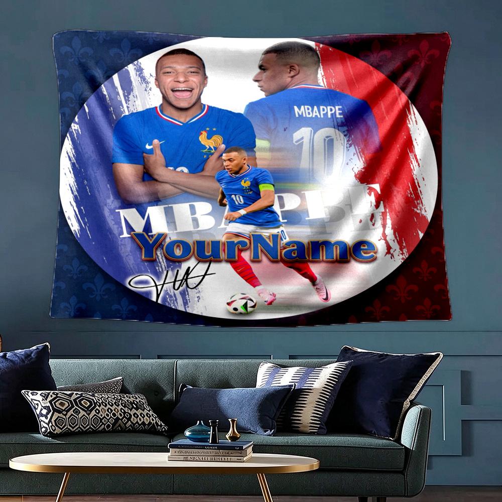 Mbappe Custom Your Name Wall Decor Tapestry Art For Pet Memorial Birthday Wedding Party Backdrop Family Gift