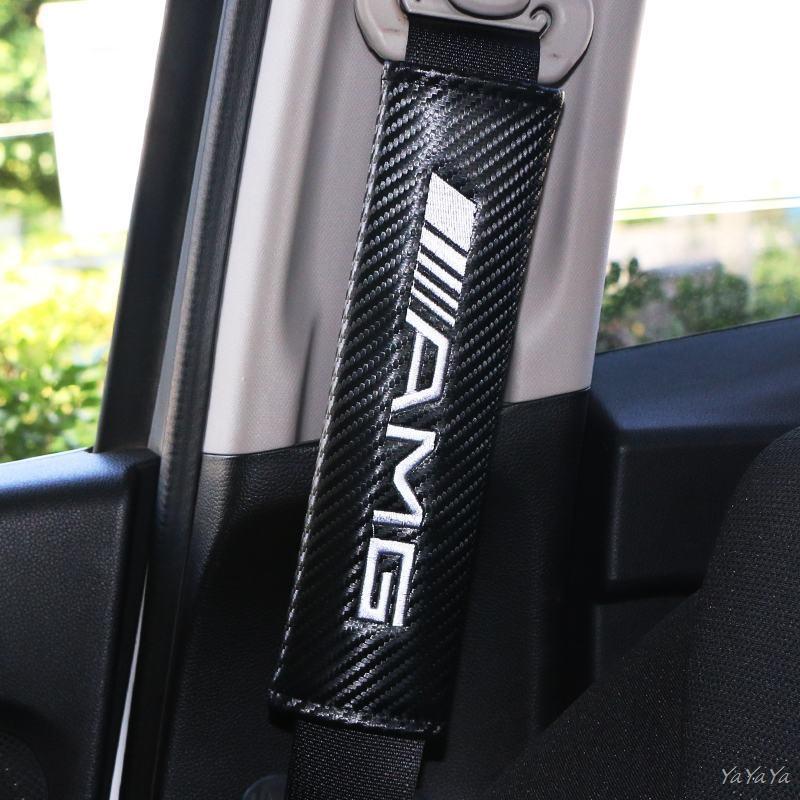 2pcs Car Seat Belt Shoulder Protect Covers Auto Accessories For Mercedes Benz AMG GLS GLA GLB GLC GLE CLS A B C E Class Stickers