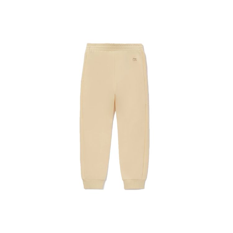 Li Ning Sports Trend Series Logo Cuffed Knit Joggers Women Joggers Vanilla-Yellow AKLS046-4