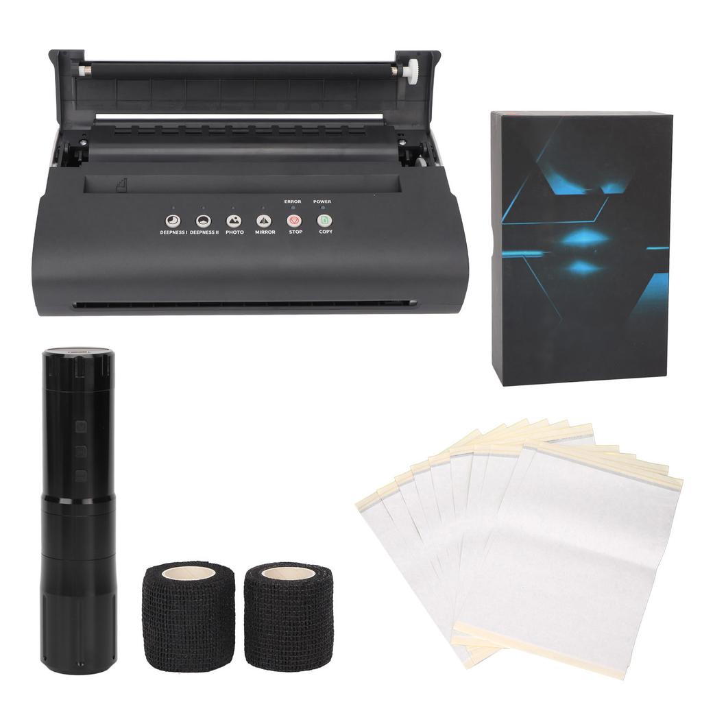 Thermal Tattoo Transfer Copier High Speed Clear Patterns Wireless Tattoo Machine Pen Black 100‑240V