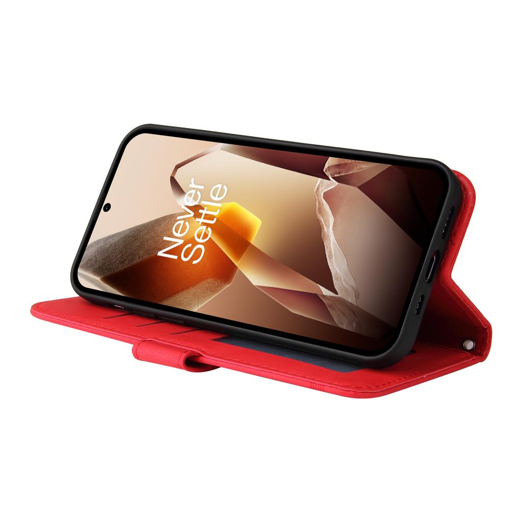 For OnePlus 13 Leather Wallet Cases Skin Touch Phone Cover Stand with Strap