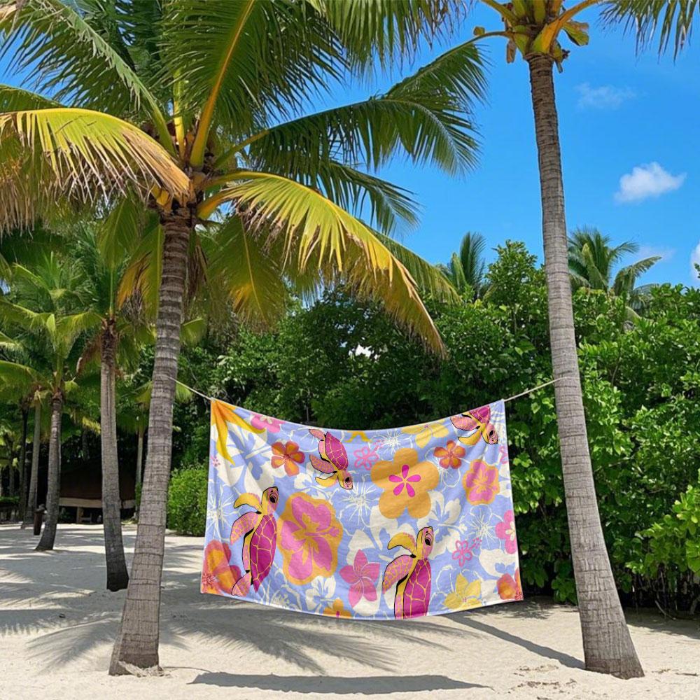 Tropical Turtle Beach Towel Quick Drying Travel Towel Unisex Soft Comfortable Quick Dry Portable for Men Women Beach