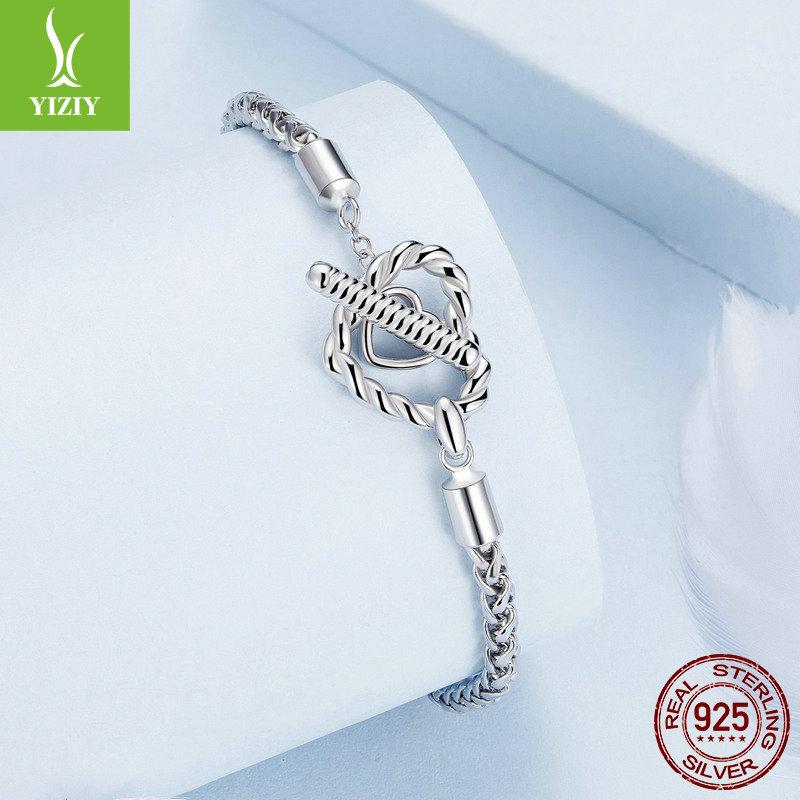 Niche S925 Sterling Silver Heart-Shaped Basic Bracelet, Light Luxury Fashion Can Be Worn Alone Handmade Diy Bracelet