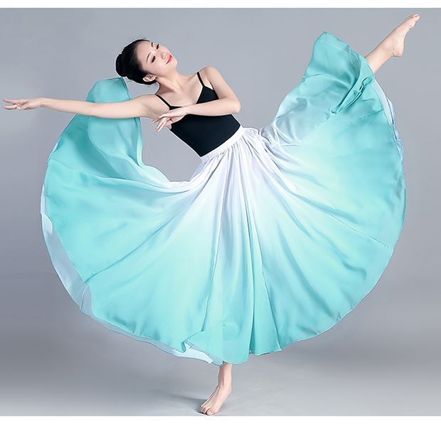 Spring and Summer Women Ethnic Classical Modern Dance Training Skirt Gradient Elegant Performance Swing Skirt Wrap Ethereal 720 Degree Skirt