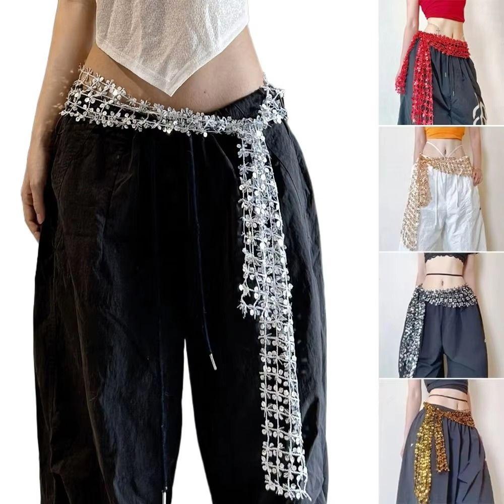 Adjustable Belly Dance Belt Handmade Sequin Waist Chain Belly Dance Accessories