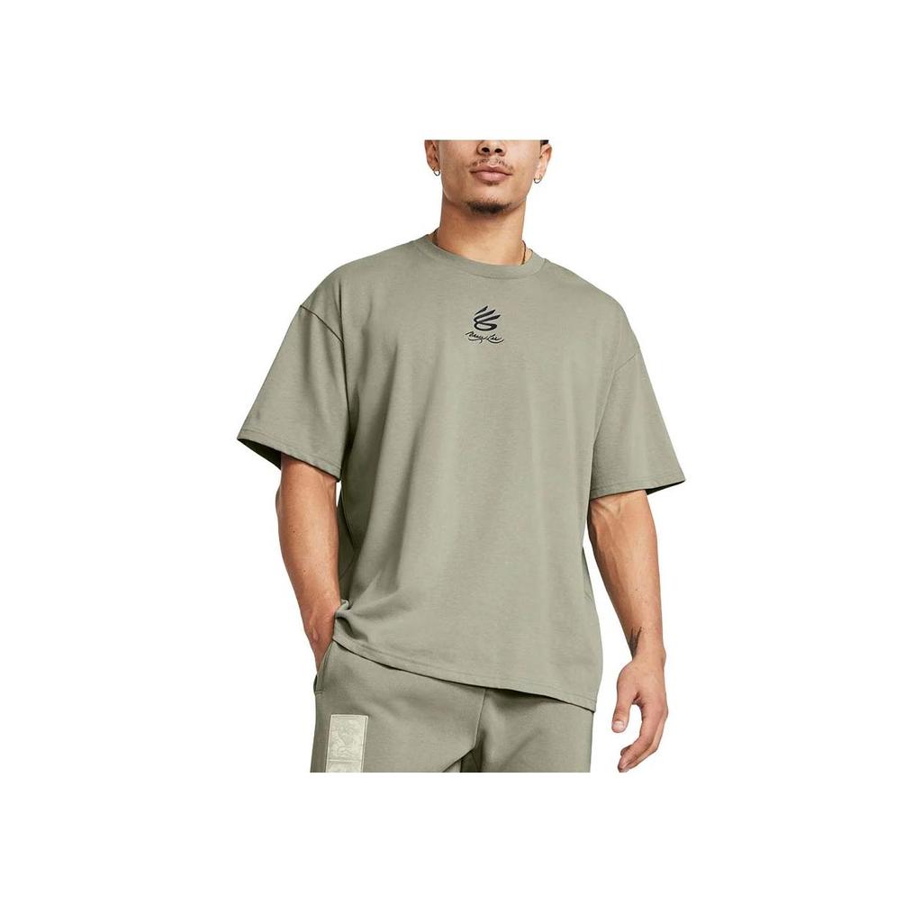 Under Armour X Bruce Lee Collaboration American Vintage Letter Print Crew Neck T-Shirt Men Green 1383313-504