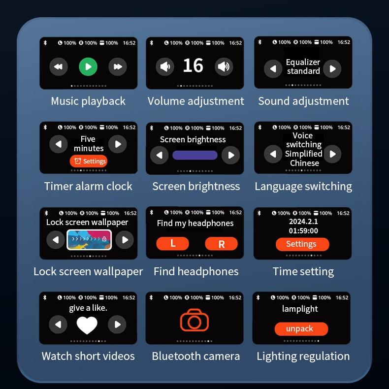 New YX30 Earphones Wireless Bluetooth Headset LED Touch Screen Control Volume Adjustment Headphones ANC Noise Reduction YX30