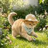 Adjustable Elastic Pet Straw Hat Floral Accents Fisherman Hat Dog Sun Protection Hat Breathable Pet Dress-Up Hat Photography