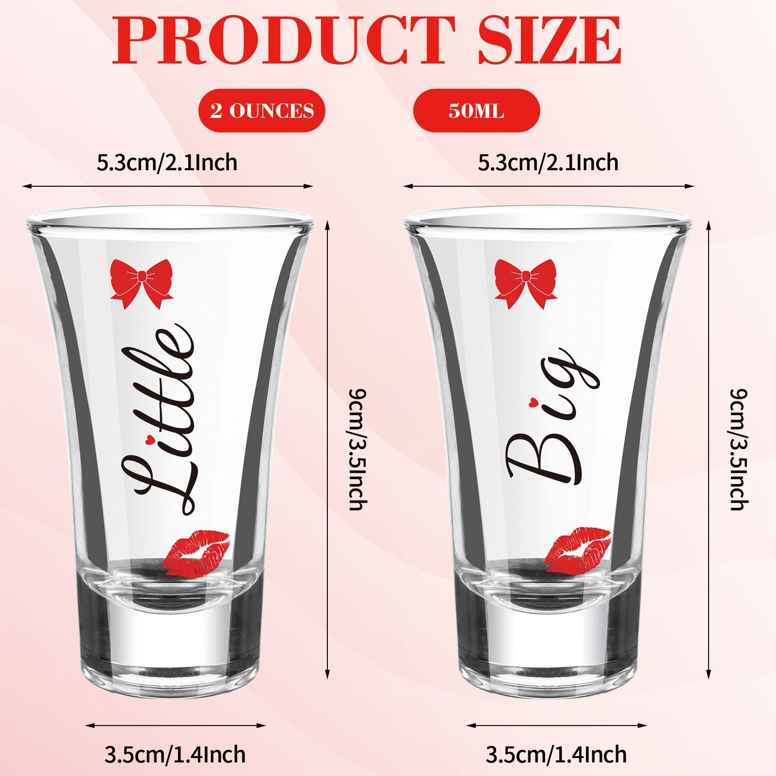 4Pcs Sorority Big Little Shot Glasses 2Oz Glass Tequila Glasses With Heavy Base A