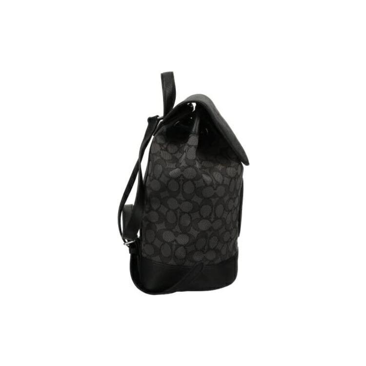 COACH Dempsey Fabric With Pebbled Leather Backpack Medium Women's Black CE601-SVRT6
