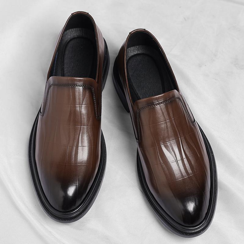 Fashion Retro Men Derby Shoes Classic Business Men Casual Shoes Fashion Man Leather Loafers Handmade Slip on Flats Formal Dress Footwear