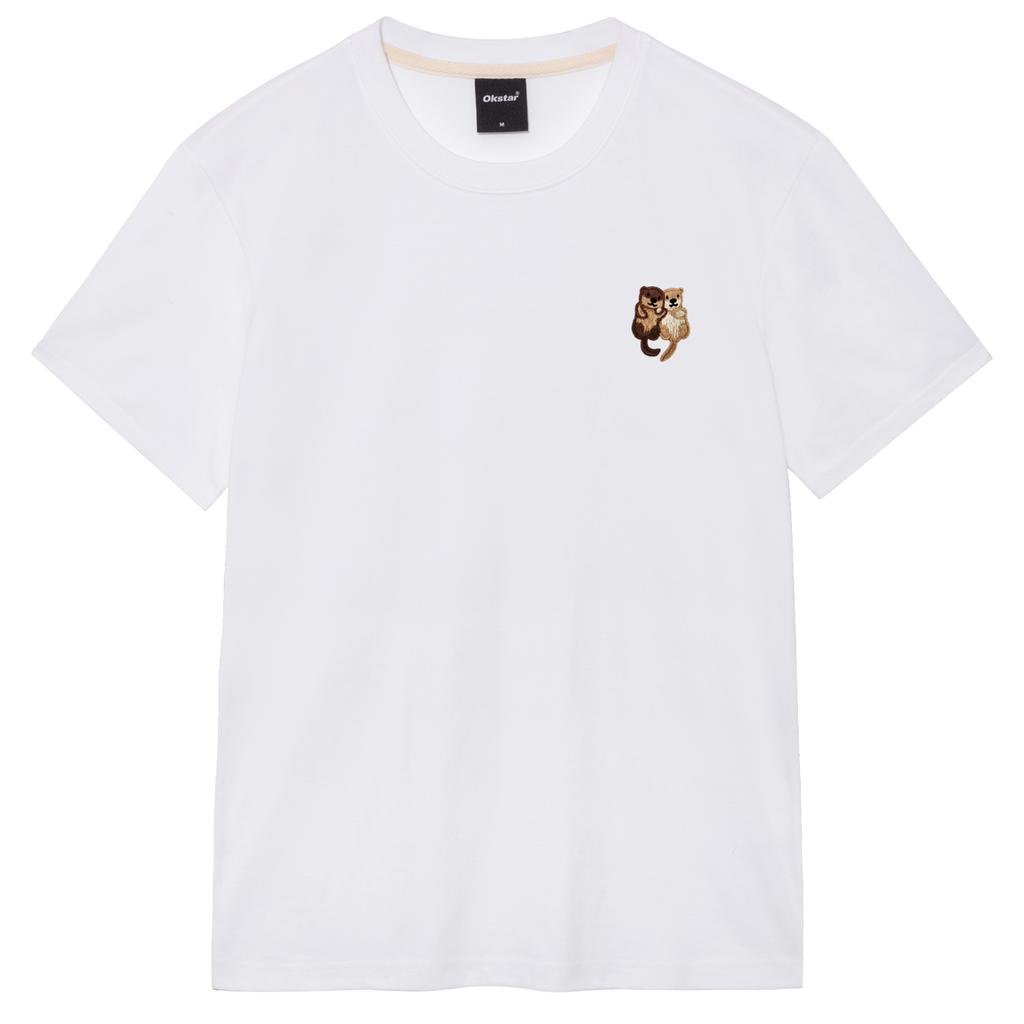OKSTAR Sea Otter Embroidered Short Sleeve T-Shirt (Type B)