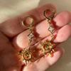 1Pair of Vintage Bohemian Sun Earring Inlaid with Sparkling Cubic Zirconia A Perfect Gift for Women's Festivals Party JewelryGood Product