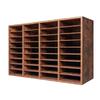 Wood Literature Organizer 36 Compartments Removable Shelves Dark Brown