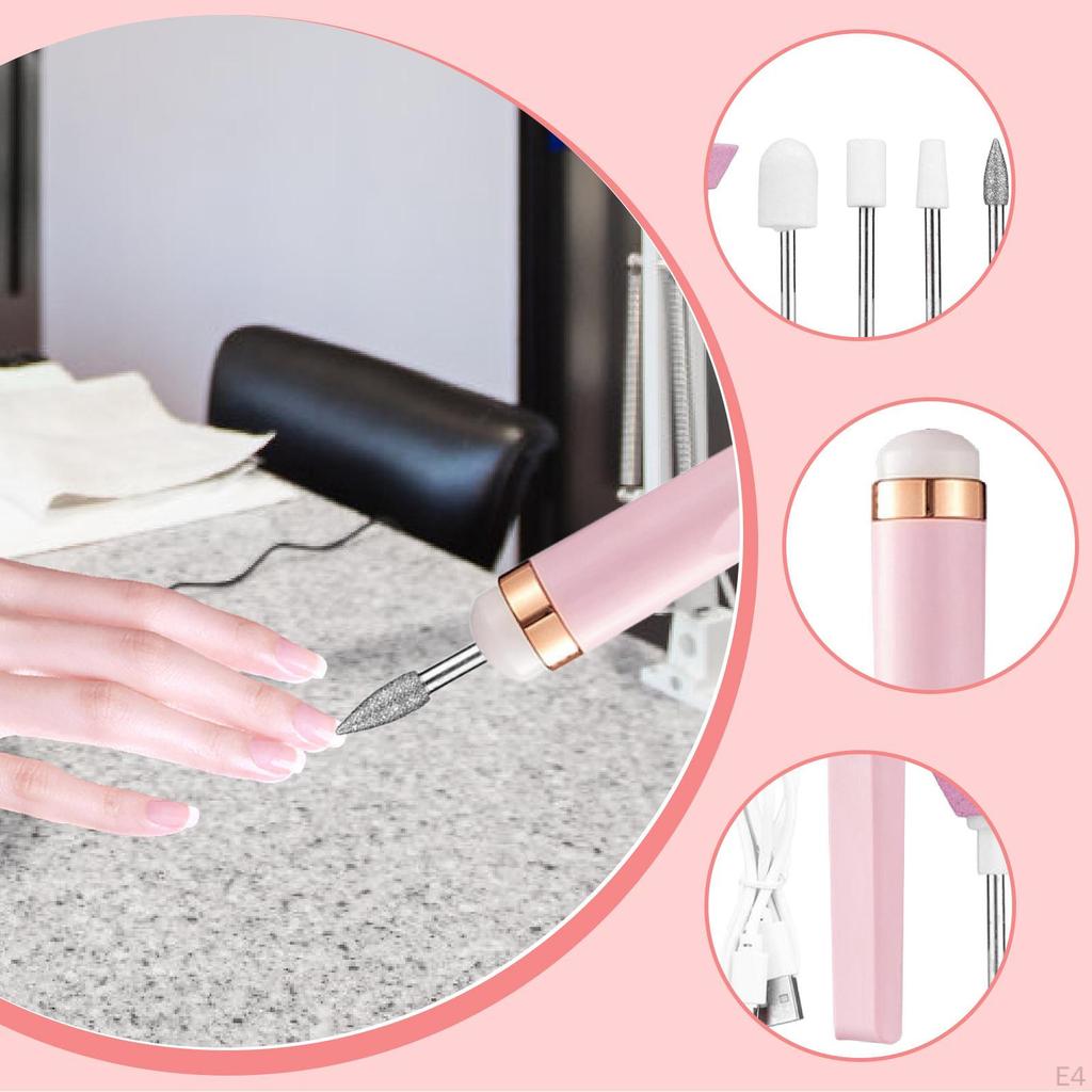 Electric Nail Drill File Set Compact with 5 Bits for Acrylic Gel Nails Portable