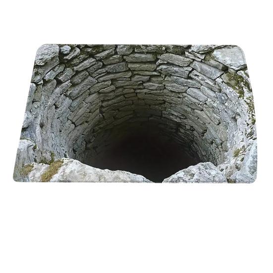 Floor Mat 3D Optical Illusion Design Floor Rug with Anti-Slip Dots Artistic Cave Design Decorative Accent Carpet Home Decor