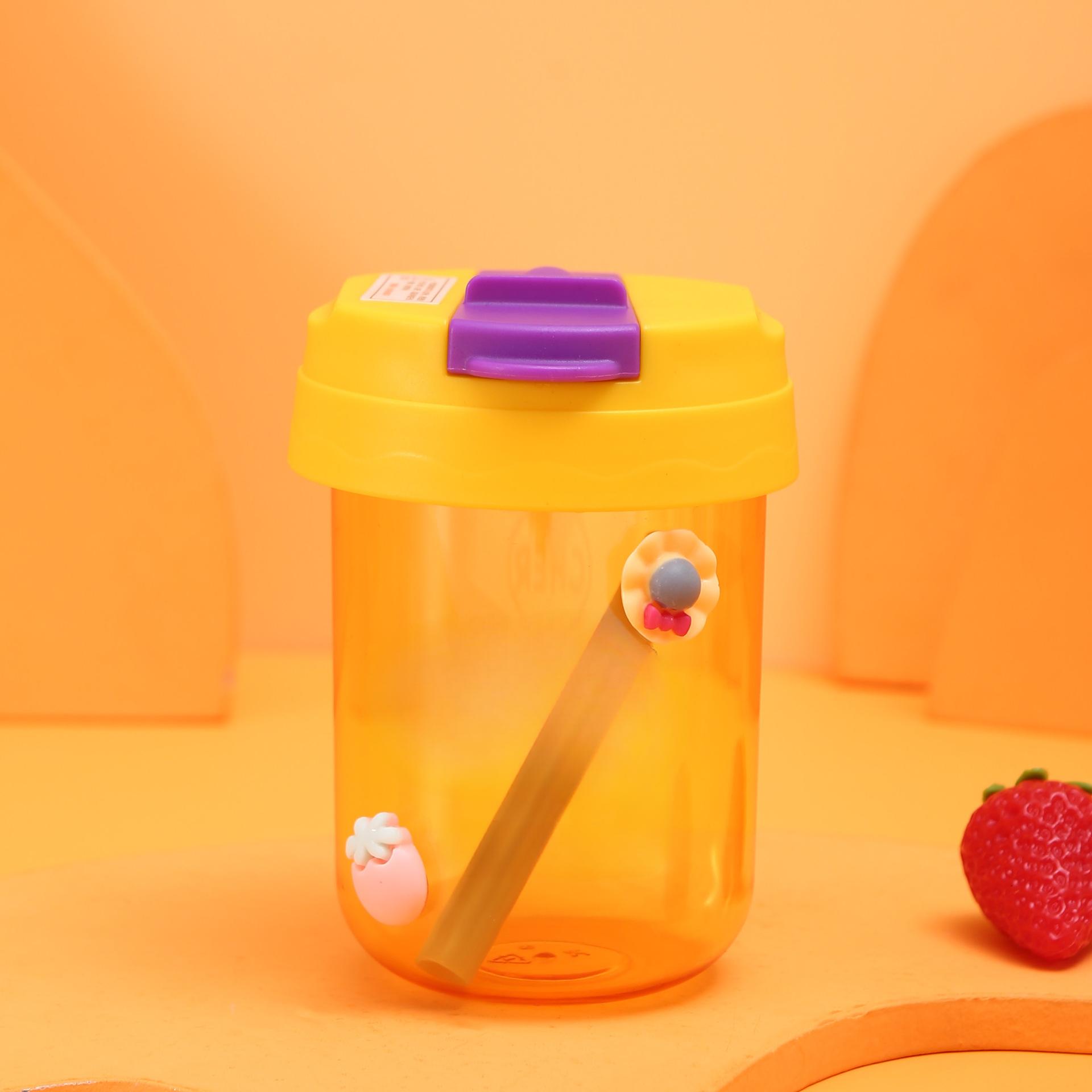 

Пластиковые стаканчики с трубочкой для взрослых и детей, питье из чашек для студенток, ценные и красивые тонны бочек. 330ml жёлтый