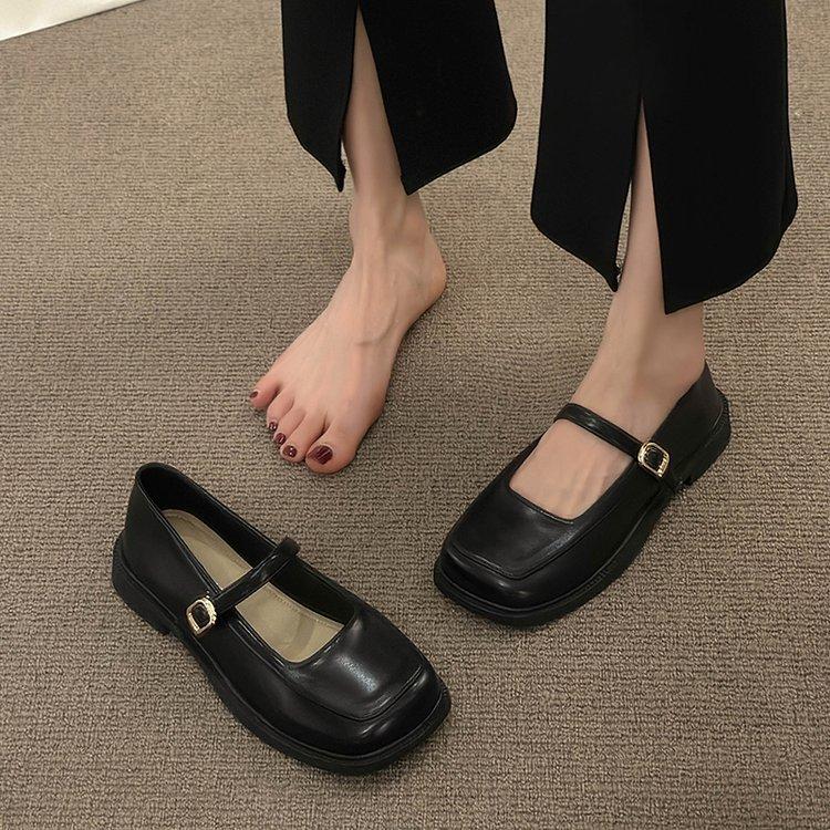 Mary Jane women's shoes 2025 summer new French platform loafers versatile single shoes British style square head small leather shoes