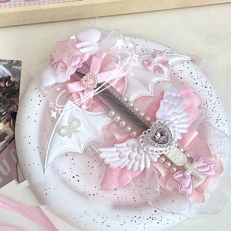 Doce Moda Rosa Estilete Asas Laço Coração Cortador de Caixa Papel Estudante Portátil Fofo Faca Criativa Cortador de Papel Presentes