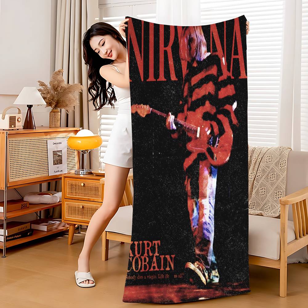 Rock Band A-N-Nirvana Beach Towel Colorful Bath Towels for Girl Microfiber Quick Dry Custom Sand Free Beach Yoga Spa Gym Pool