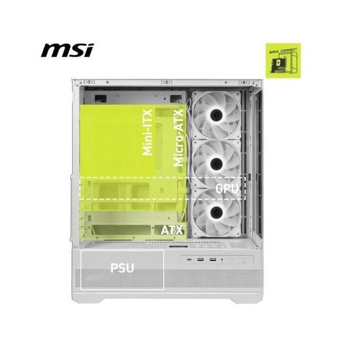 Boîtier pc - msi - mag pano 110r pz - moyen tour - blanc