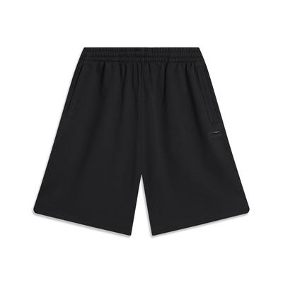 Li Ning Sports Lifestyle Series Solid Color Mid-Rise Breathable Versatile Straight-Leg Casual Shorts Men Shorts Black AKSU591-3
