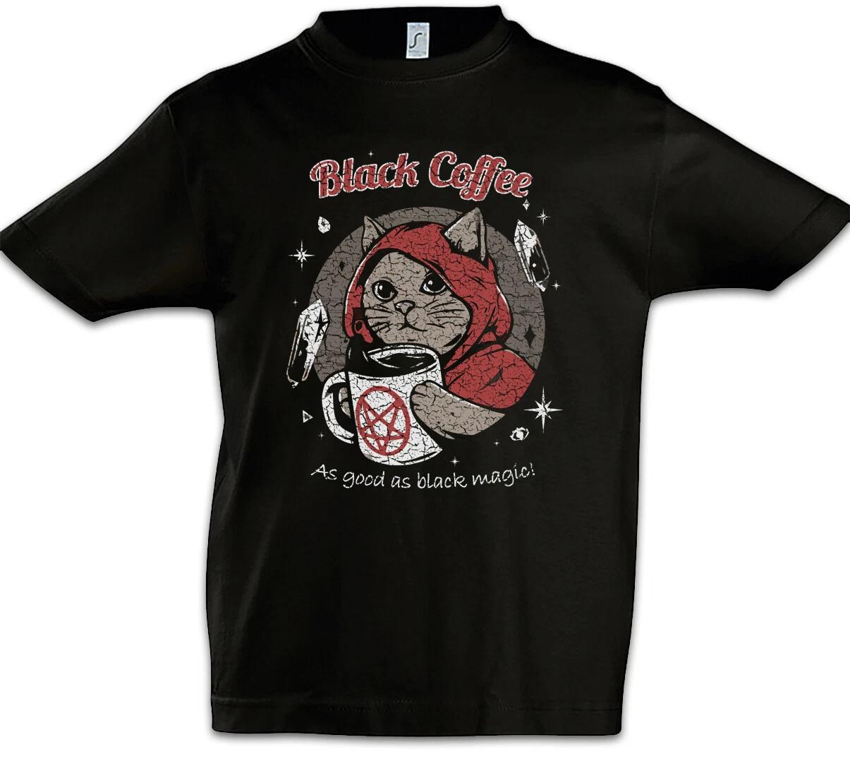 Black Coffee Magic Kids Boys kids boys T-Shirt Caffeine Coffee Fun Cat Cats Cat 100
