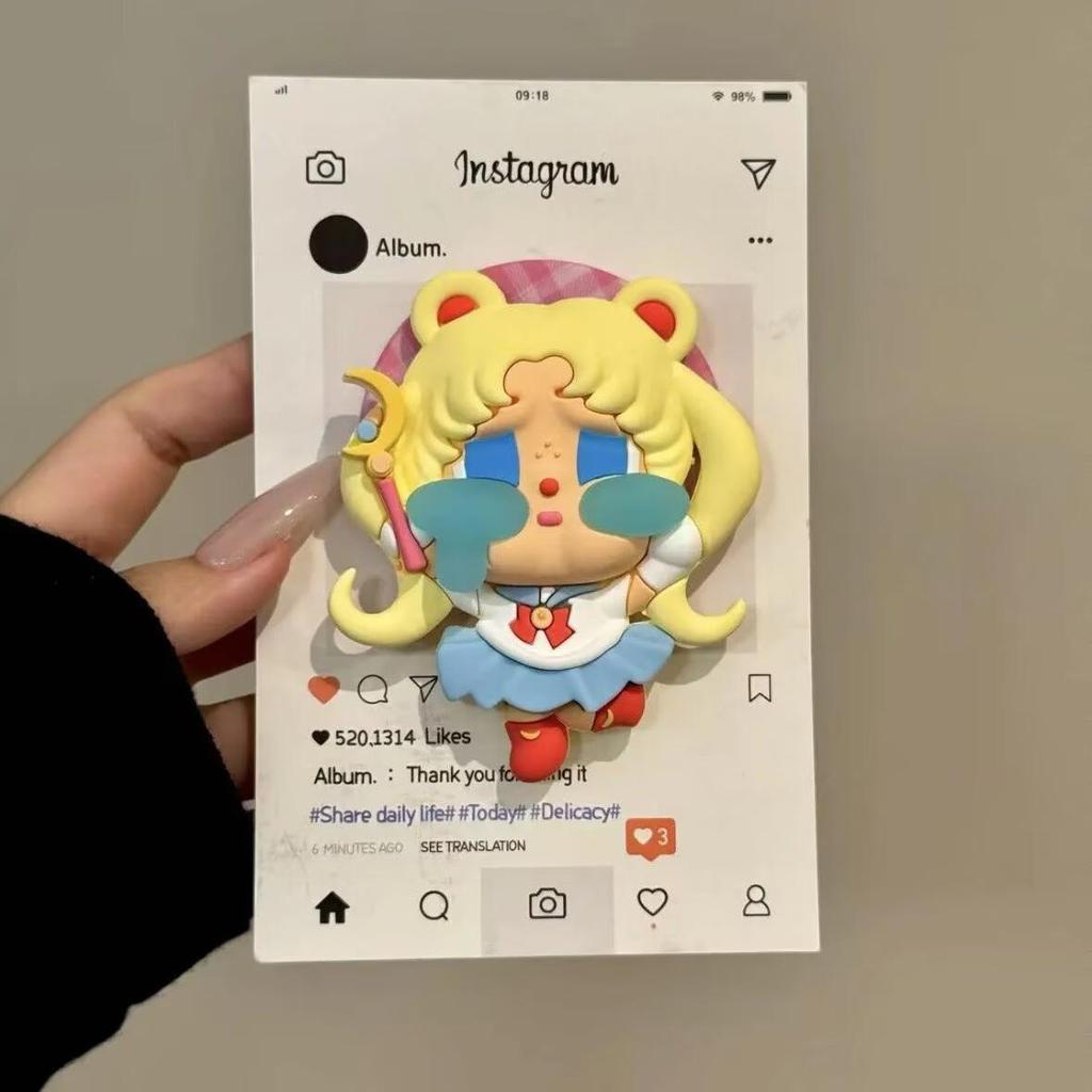 3D Silicone Cartoon Crying Star Mobile Phone Stand & Retractable Airbag Holder