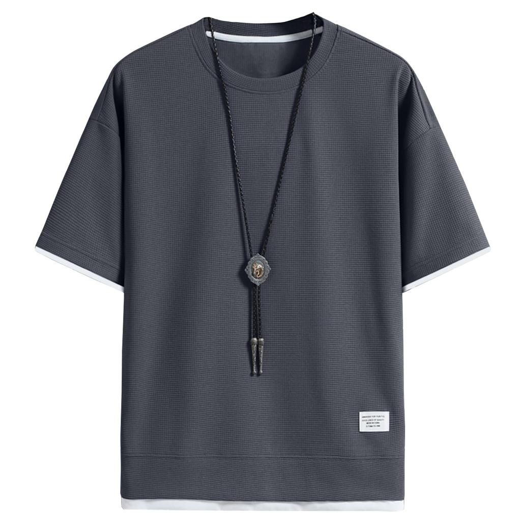 Short Cut and Summer Large Fashionable [VERAVANT] Men's T-Shirt, Sleeve, Sew, Clothes, Tee-Shirt, Men's, Plain, Size, Light, Soft, Silhouette,