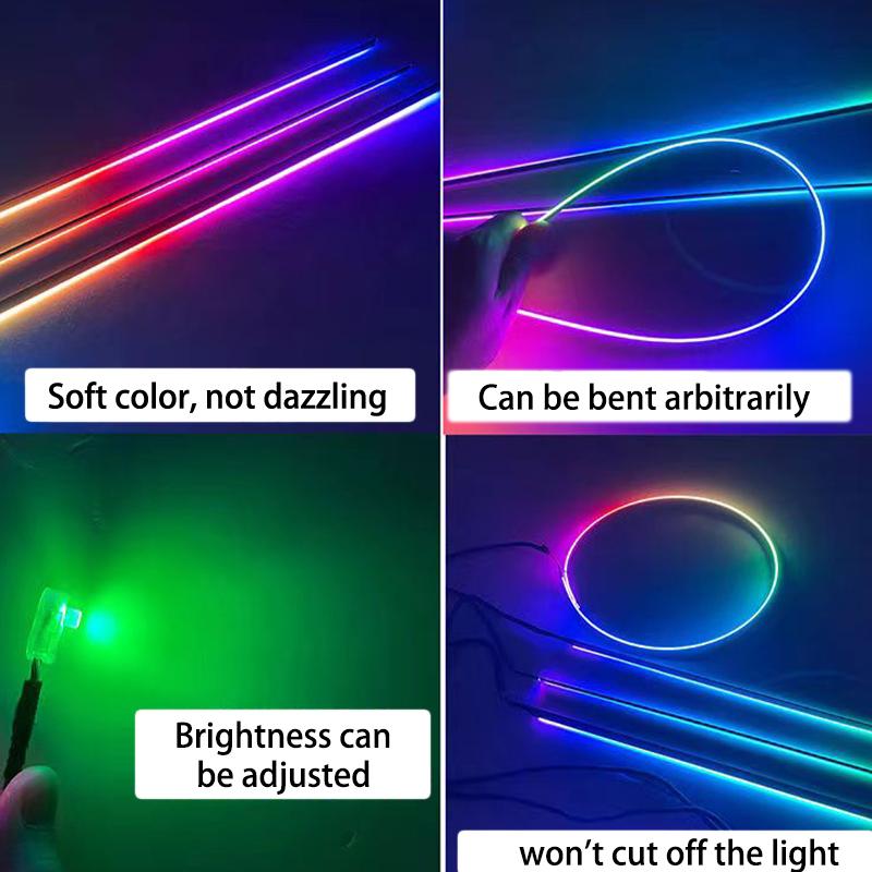 Universal Hide Light Bar Car LED Ambient Light 64 RGB Color Car Interior Acrylic Light Guide Decoration Atmosphere Light 18in 1 Neon Lights 4