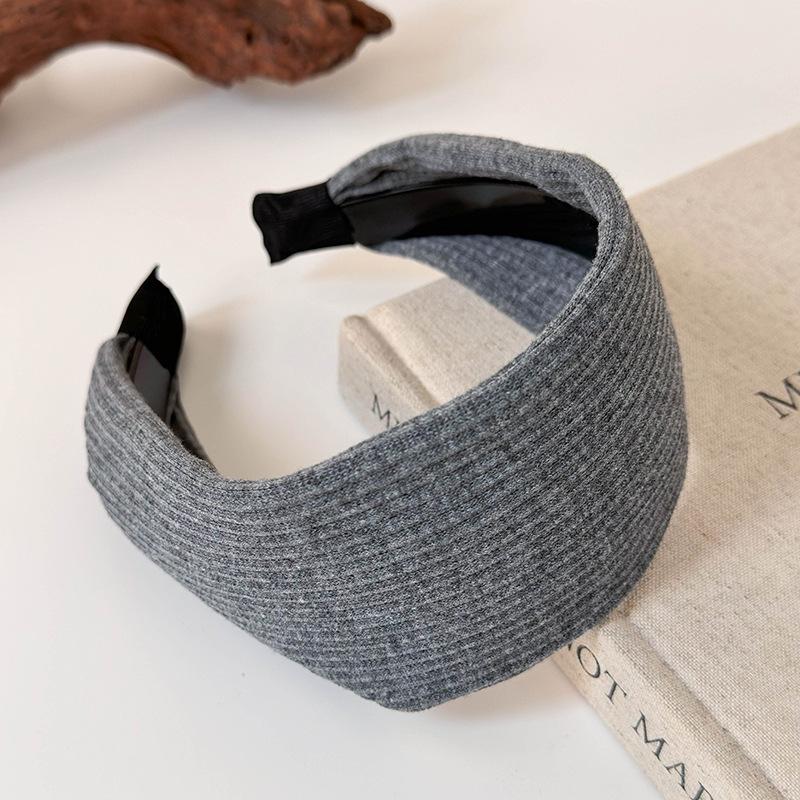 Retro Knitted Widening Headband Woman Elegant Hair Hoop Solid Color Wide Hair Band Female Fashion Autumn Winter Hair Accessories