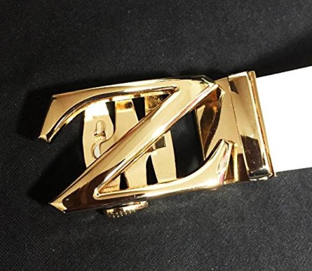 [Rubitas] White Buckle Men's Funny Unique Belt Host Stylish Casual Leather Simple Z Gold