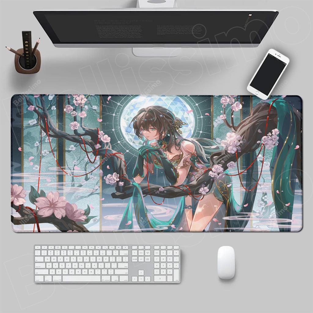 Anime Gaming Mousepad Honkai Star Rail Mouse Pad Locking Edge Mouse Mat Office Large Non-Slip Keyboard Mat Raiden Bosenmori Mei
