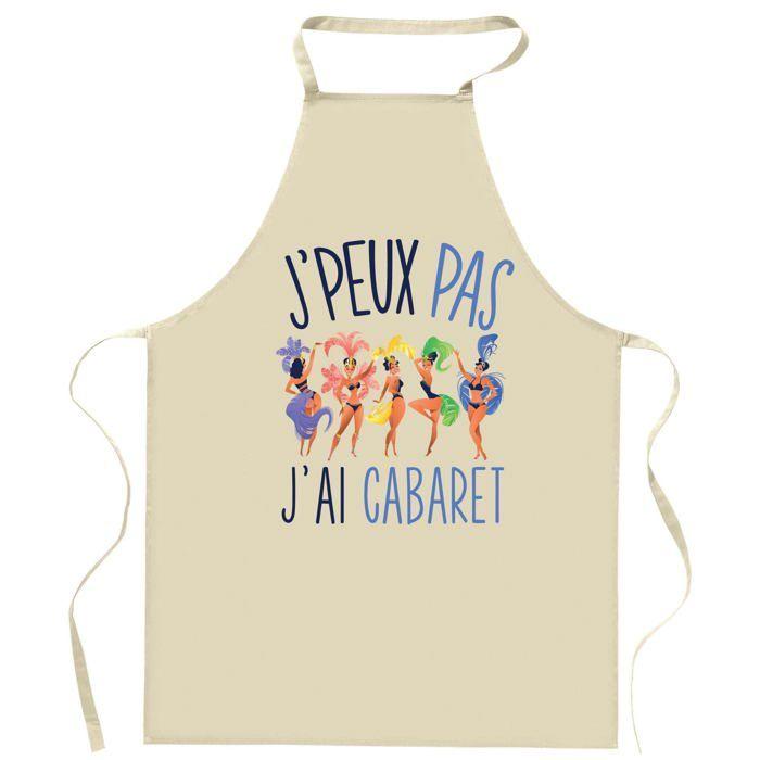 Tablier de cuisine - Planetee Cabaret 'J'peux pas' - Impression bretonne - Coton résistant - Liens ajustables