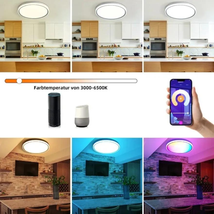 TUYA Intelligent LED Ceiling Light WiFi Bluetooth Dimmable RGB Alexa Google Voice Control Bedroom Living Room Decorative Light