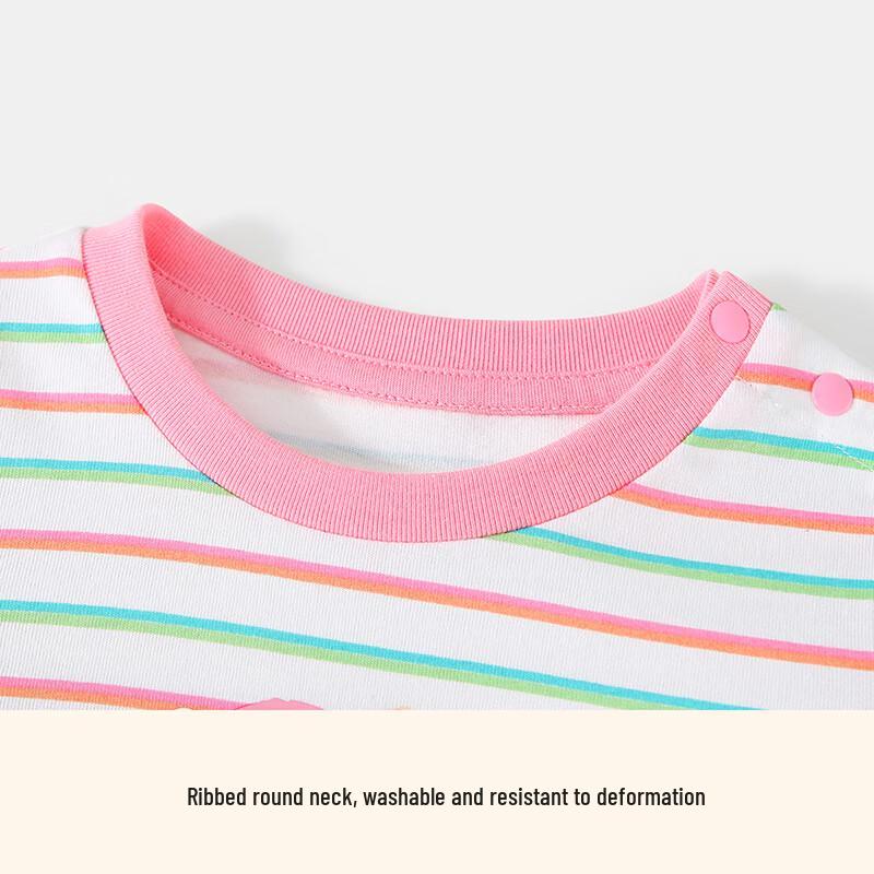 Classic Teddy Girls' Striped Cotton Long-Sleeve T-Shirt