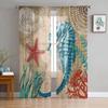 Nautical Octopus Retro Tulle Curtains For Living Room Sheer Curtain For Bedroom Kitchen Blinds Voile Curtains