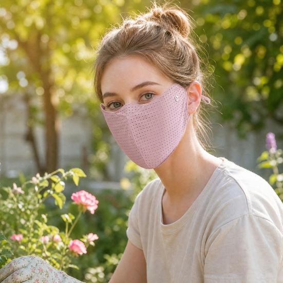 Ice Silk Face Guard, Washable Cooling Sunscreen Face Shield, Breathable Holes Face Protector with Elastic Ear Loop for Outdoor Cycling Hiking Fishing