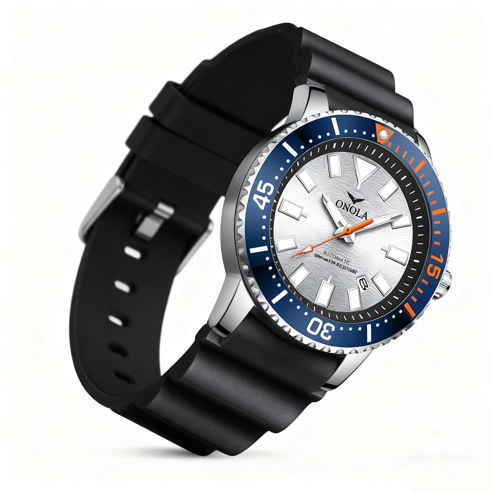 Mechanische Herrenuhr Lässig Sport Wasserdicht Armbanduhren Leuchtzifferblatt Silikonarmband Automatikuhr für Herren Datumsanzeige