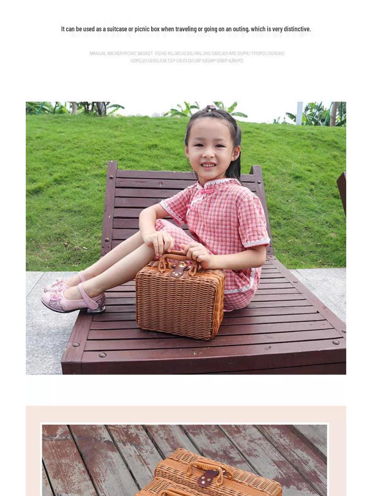 Vintage-Style Imitation Rattan Picnic Basket and Storage Box - Ideal for Photos, Bridesmaid or Groomsman Gifts