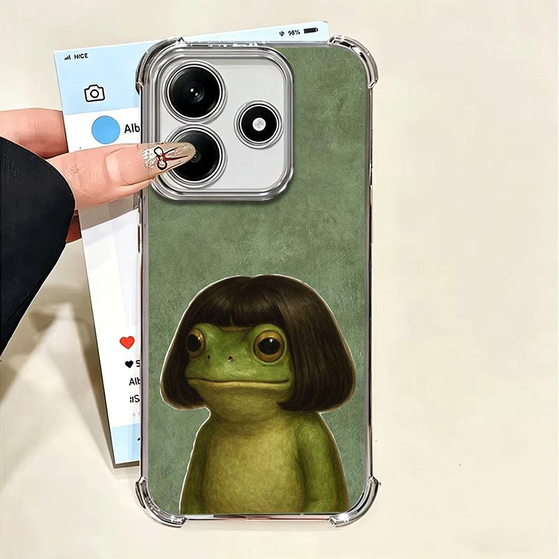 Cute Cartoon Frog Plating Phone Case For Xiaomi Poco X5 X6 X7 X8 Pro Max F8 Ultra F7 M8 M7 M5S Redmi 15C 15 14C 13C 13 X3 12C F6